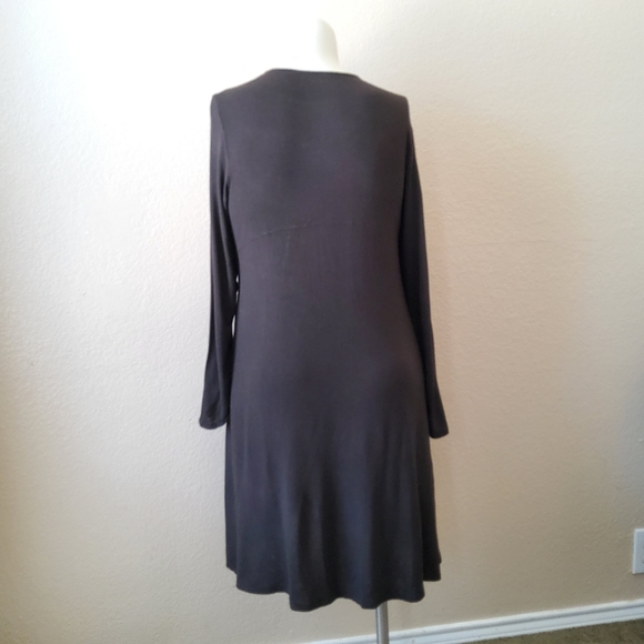 Eileen Fisher Long Sleeve Jersey Knit Shift Dress Size L Brown - Picture 7 of 11